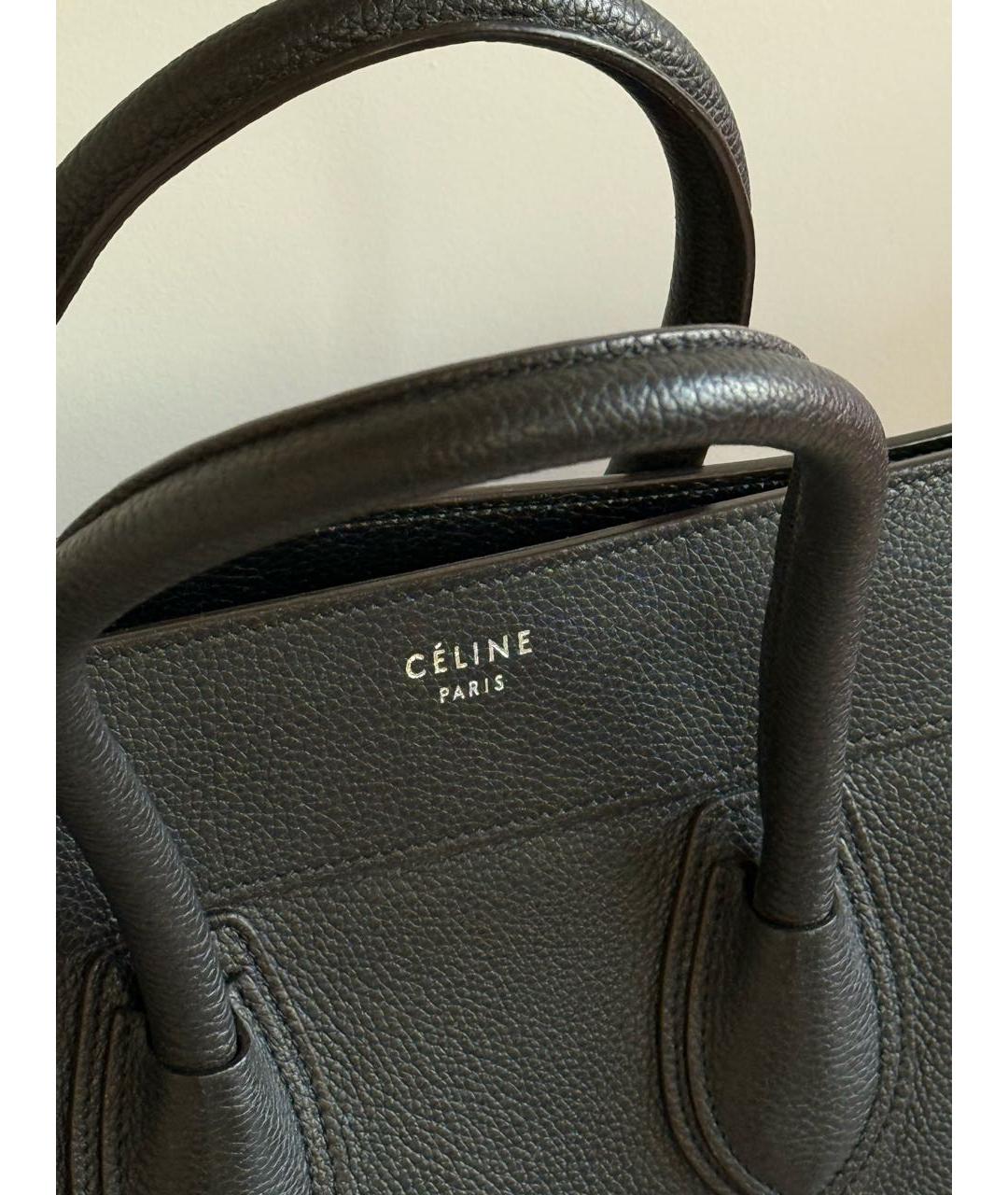 CELINE Черная кожаная сумка тоут, фото 5