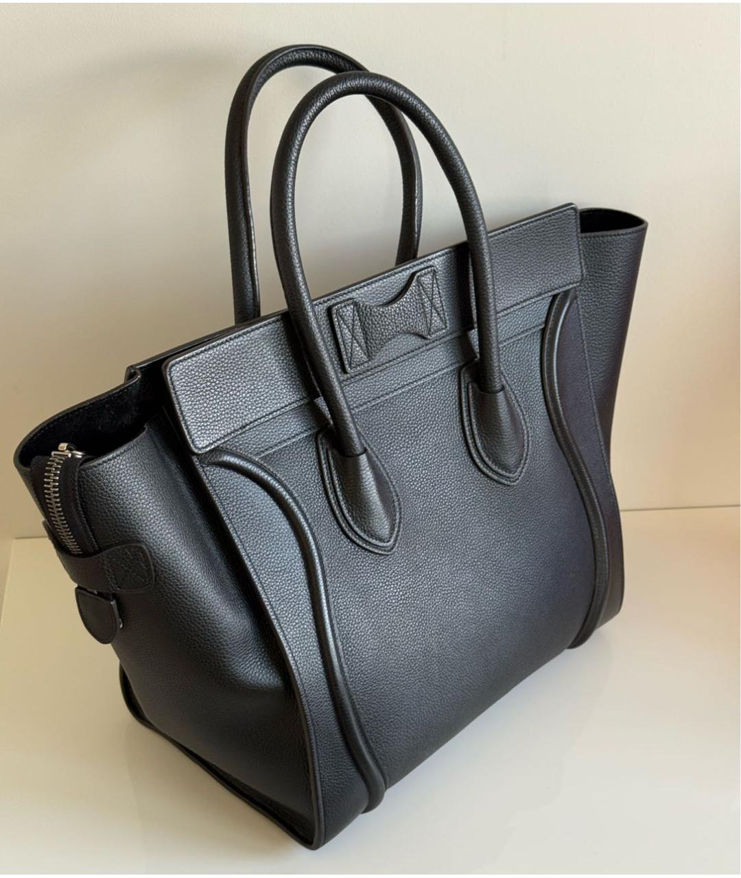CELINE Черная кожаная сумка тоут, фото 2