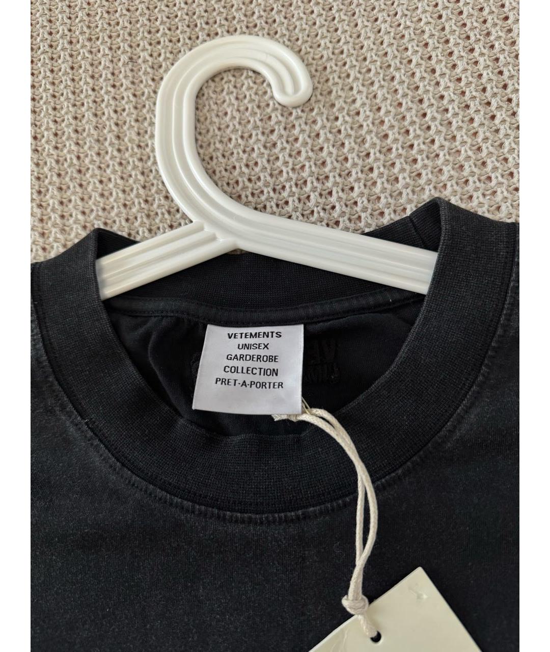 VETEMENTS Черная хлопковая футболка, фото 5