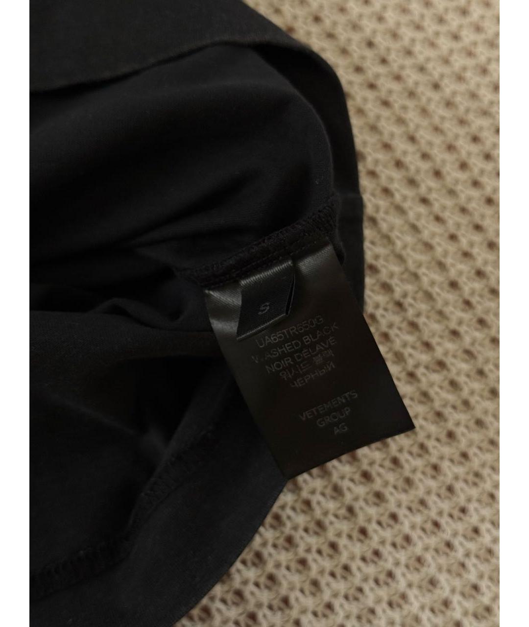 VETEMENTS Черная хлопковая футболка, фото 6