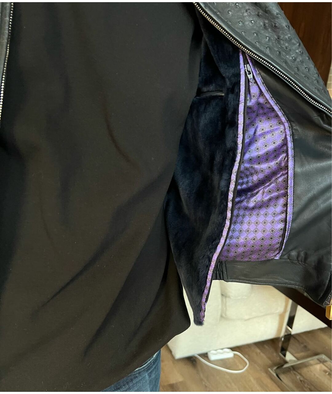 UOMO COLLEZIONI Темно-синяя кожаная куртка, фото 5