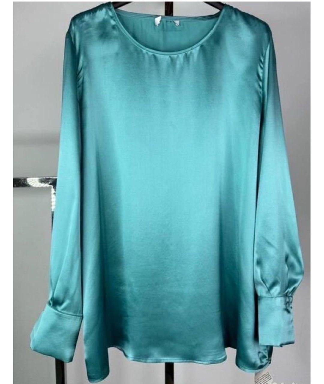 MAX MARA Голубая шелковая блузы, фото 7