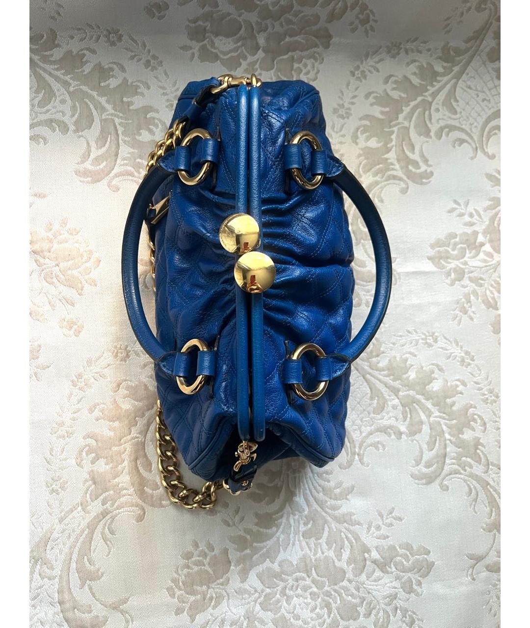 MARC JACOBS Синяя кожаная сумка с короткими ручками, фото 4