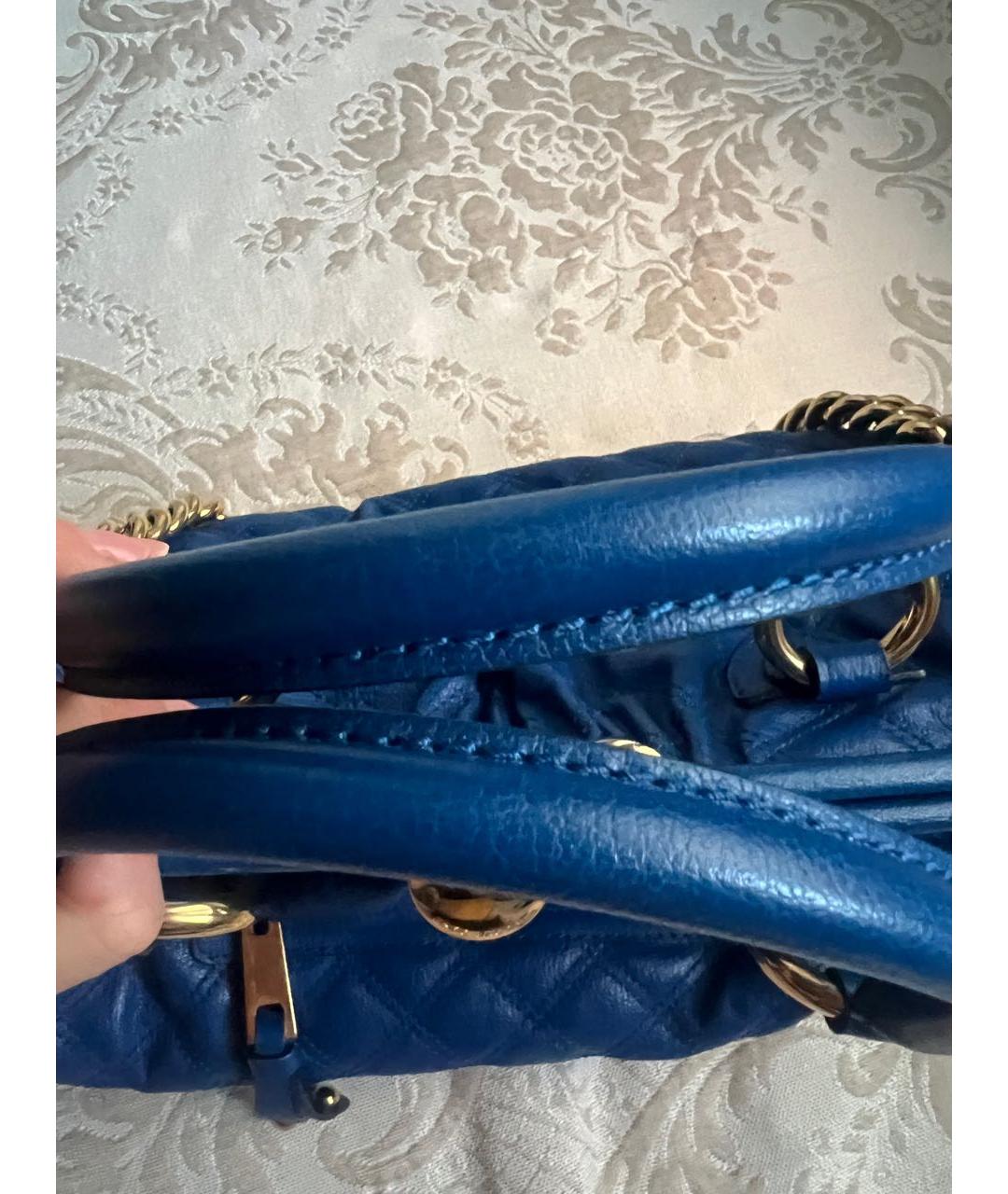 MARC JACOBS Синяя кожаная сумка с короткими ручками, фото 6