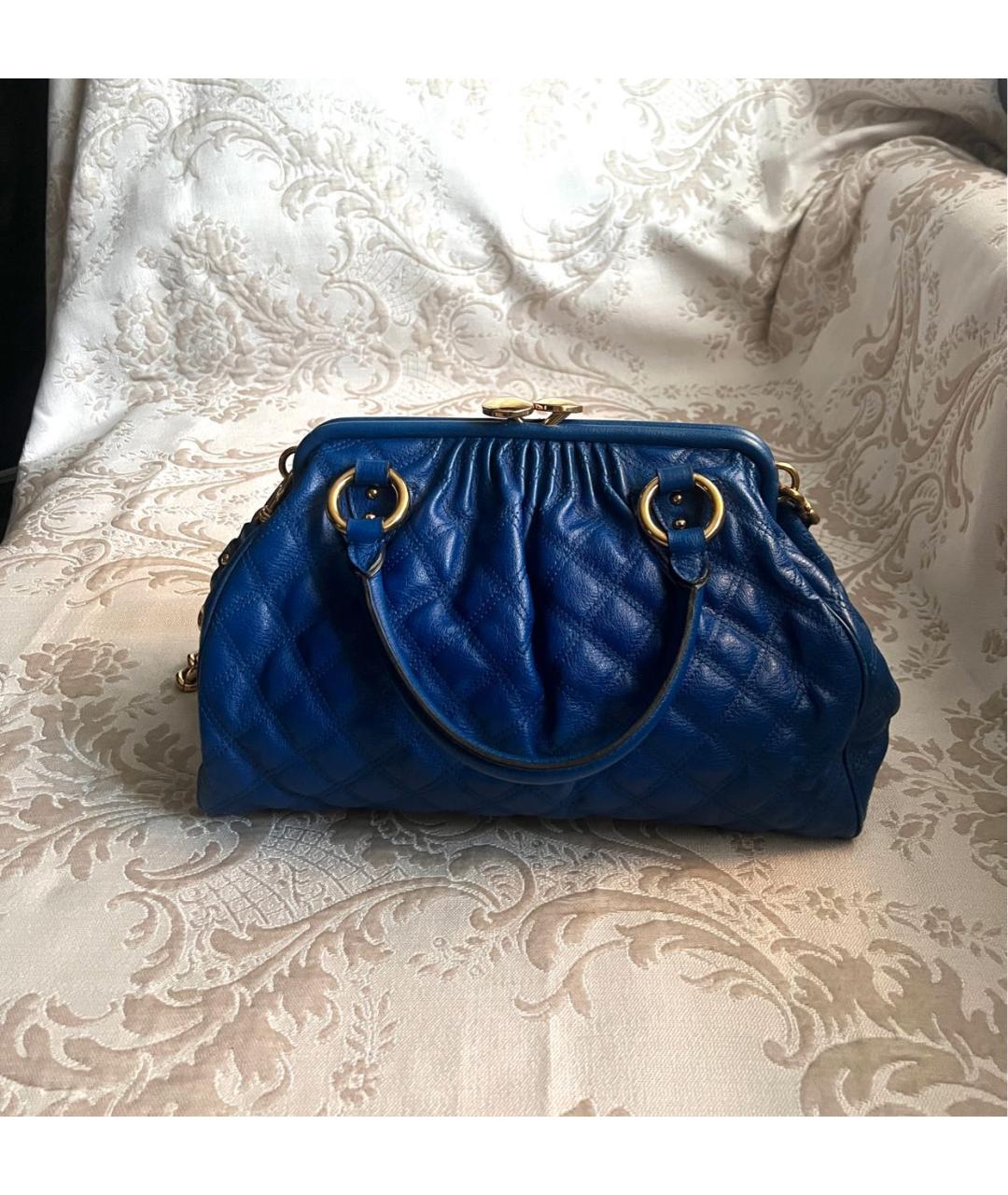 MARC JACOBS Синяя кожаная сумка с короткими ручками, фото 3