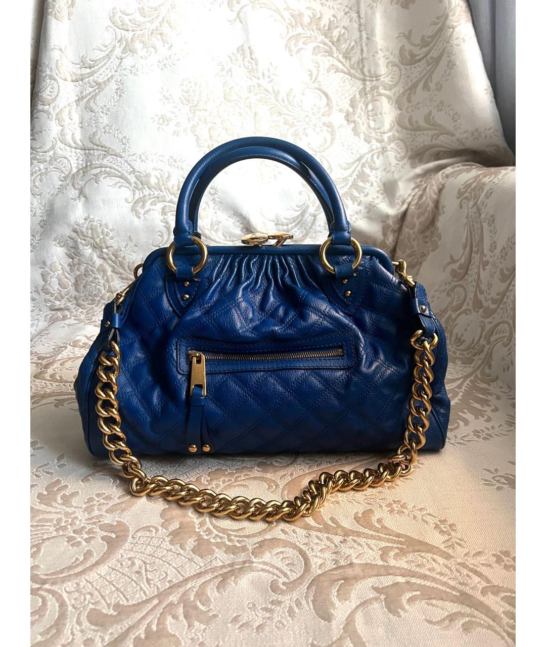 MARC JACOBS Синяя кожаная сумка с короткими ручками, фото 9