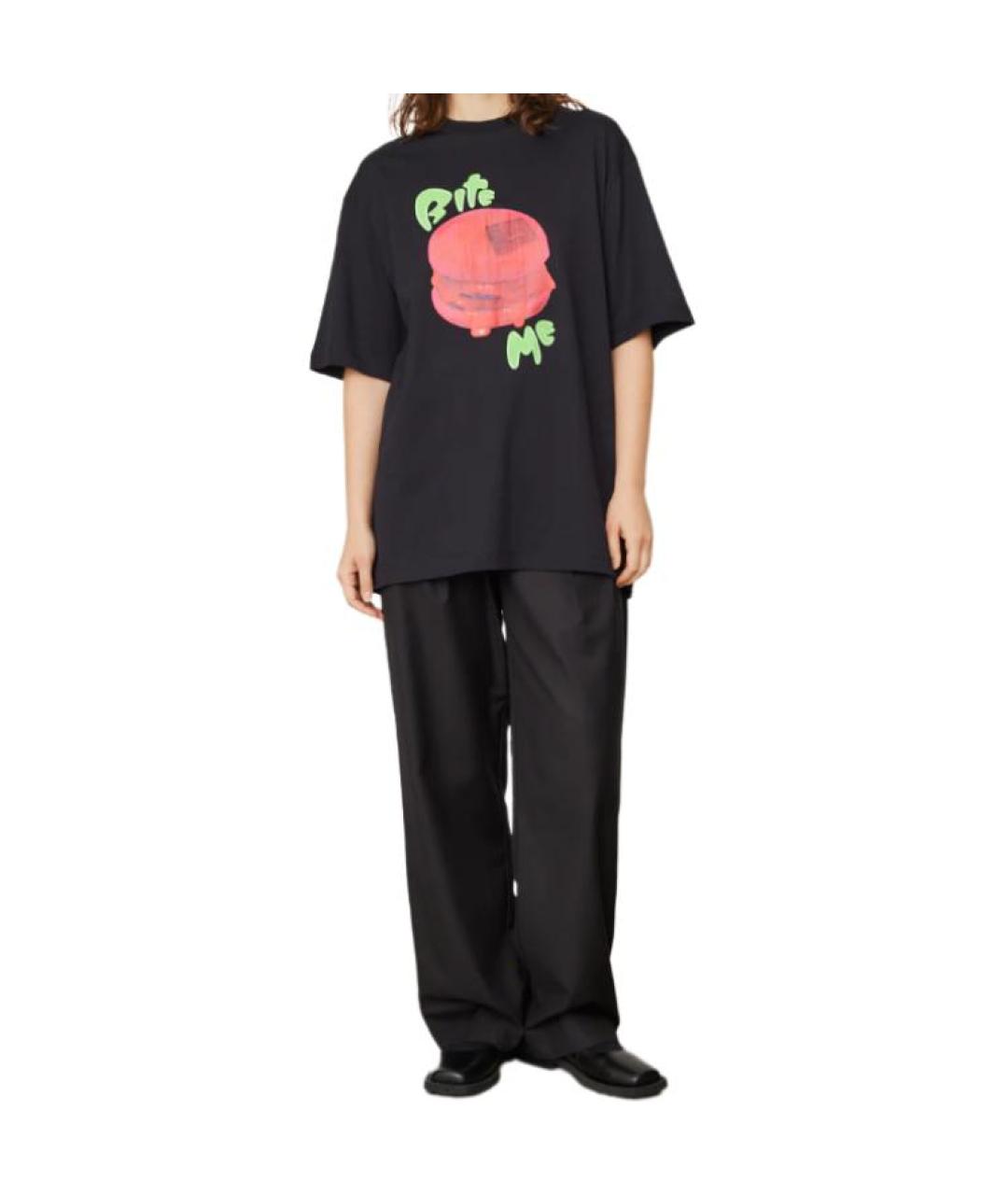 ACNE STUDIOS Черная хлопковая футболка, фото 2