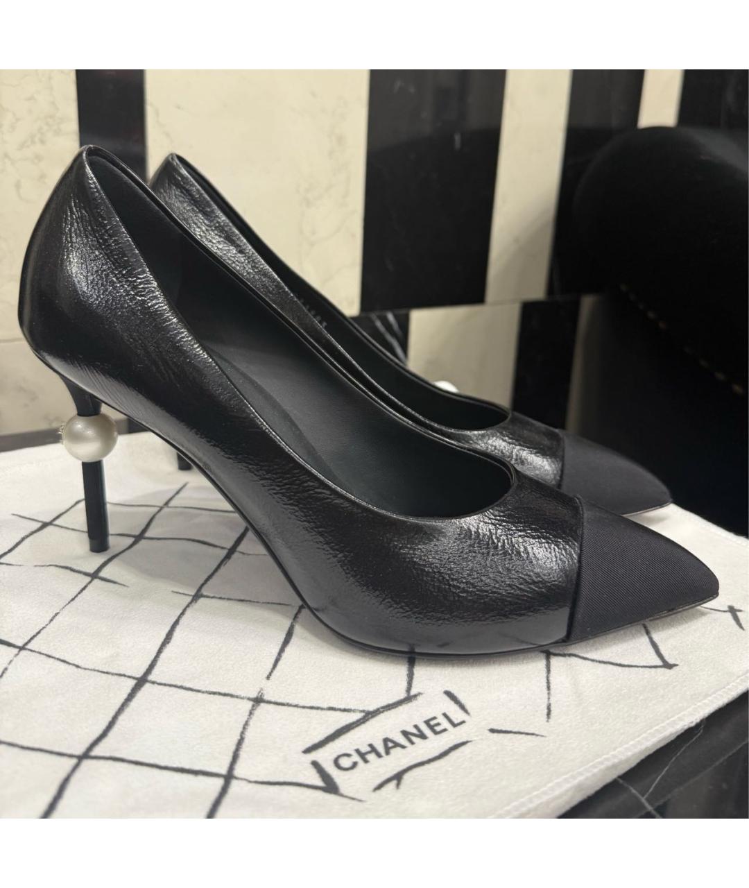 CHANEL Черные кожаные туфли, фото 5