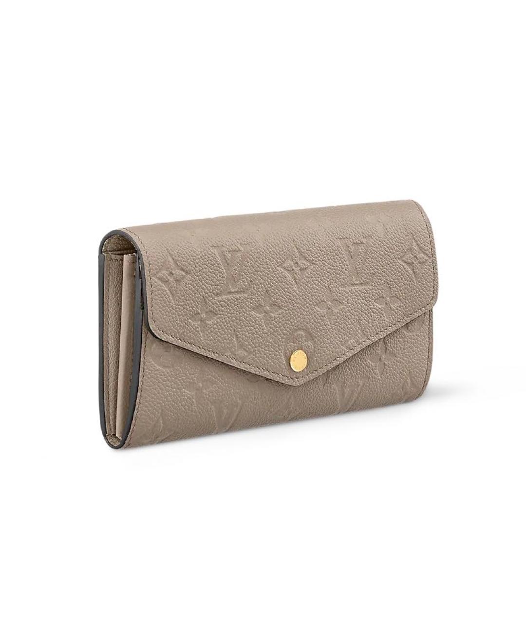 LOUIS VUITTON Бежевый кожаный кошелек, фото 3