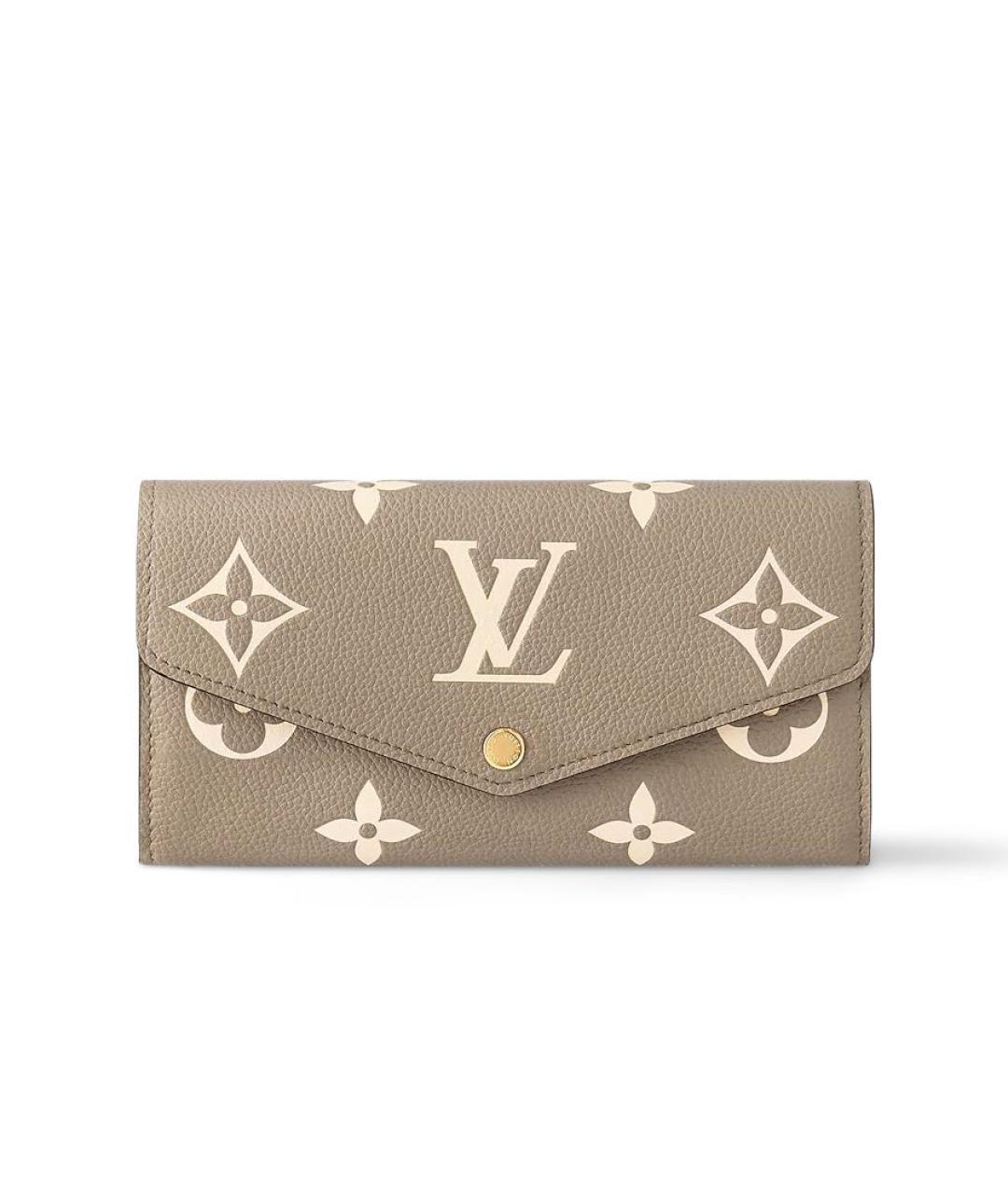 LOUIS VUITTON Бежевый кожаный кошелек, фото 7