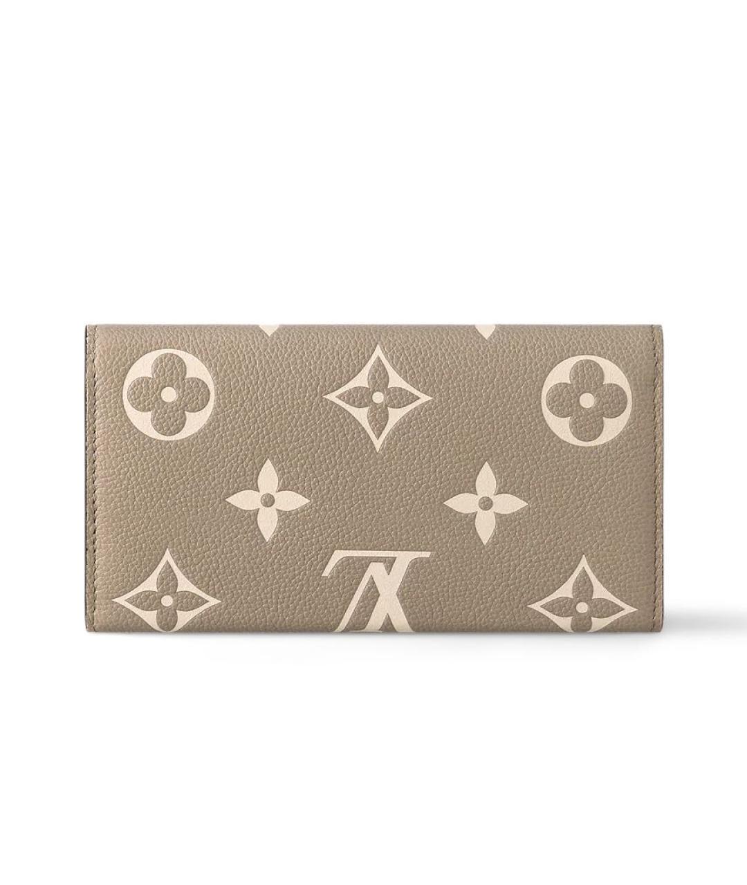 LOUIS VUITTON Бежевый кожаный кошелек, фото 6