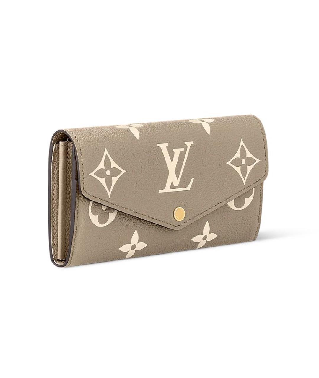 LOUIS VUITTON Бежевый кожаный кошелек, фото 3