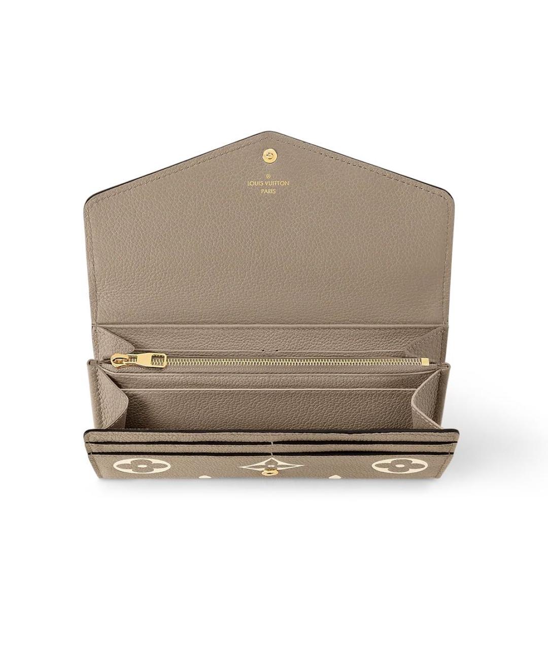 LOUIS VUITTON Бежевый кожаный кошелек, фото 4