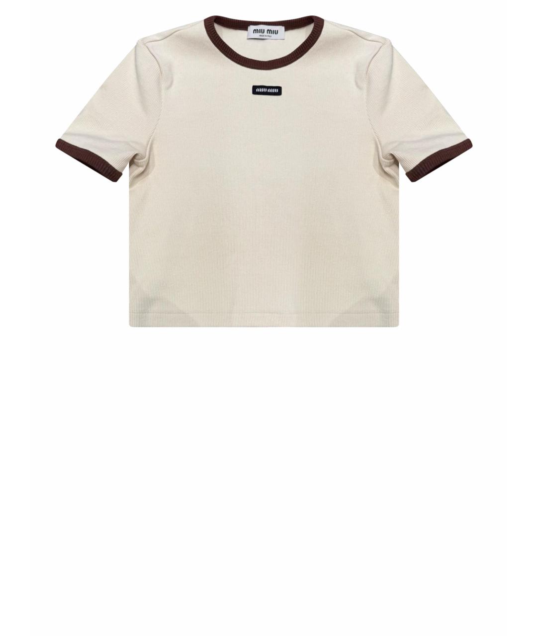MIU MIU Бежевая хлопковая футболка, фото 1