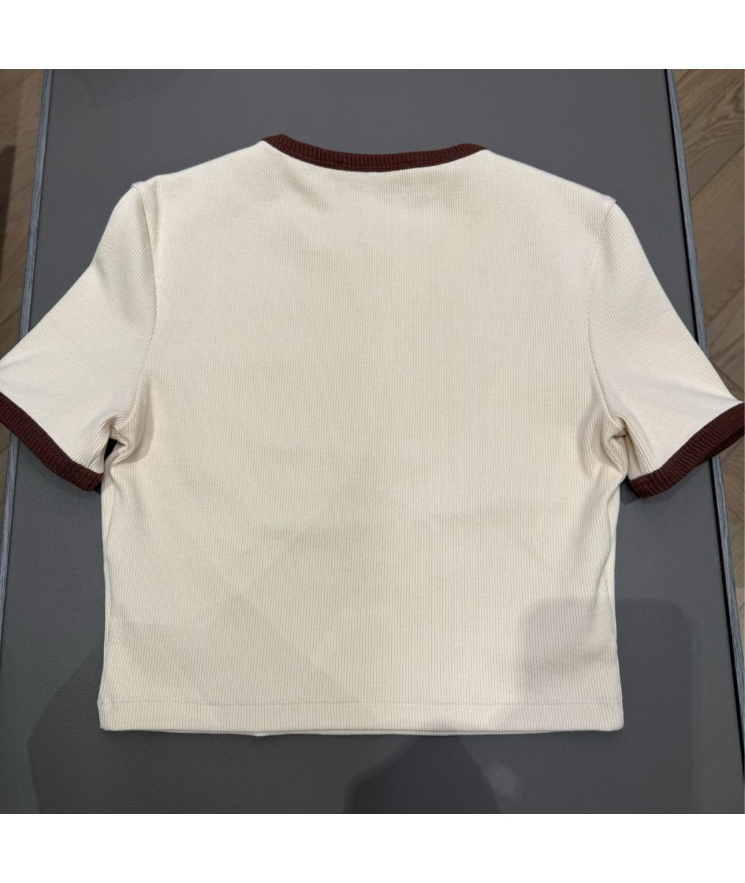 MIU MIU Бежевая хлопковая футболка, фото 2