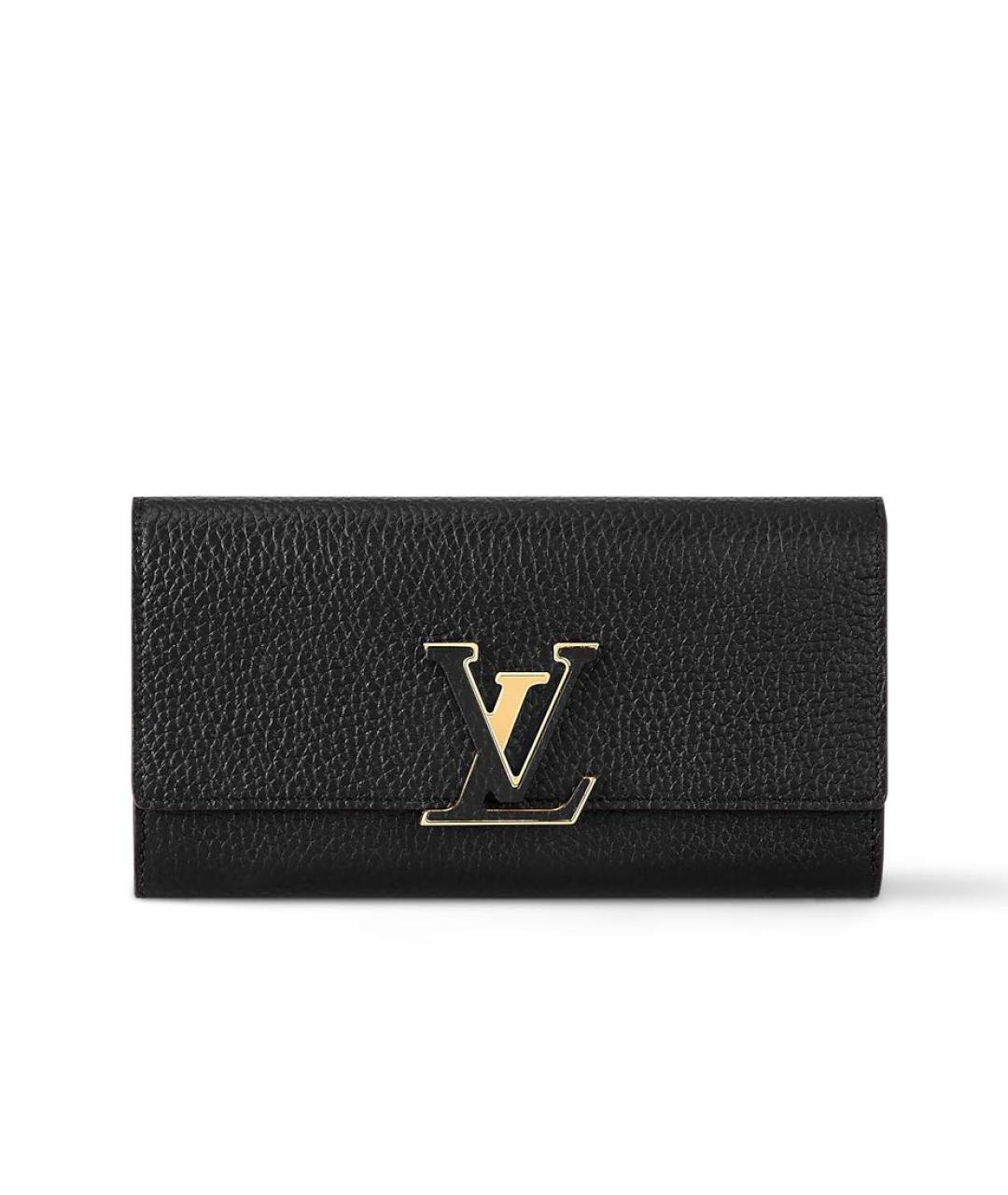LOUIS VUITTON Черный кожаный кошелек, фото 7