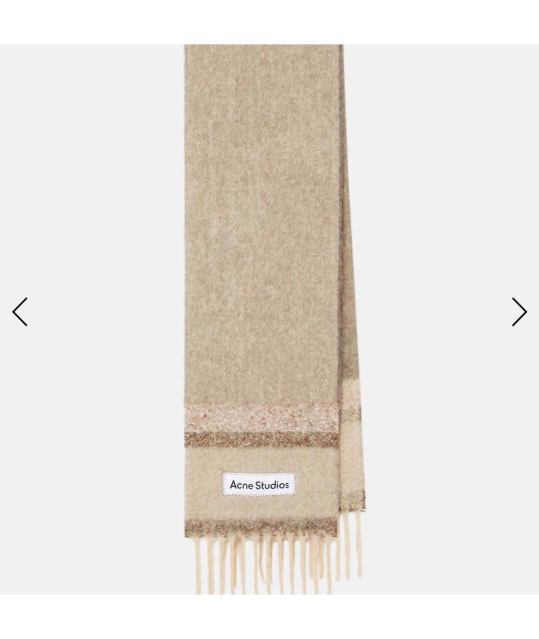 ACNE STUDIOS Бежевый шерстяной шарф, фото 6