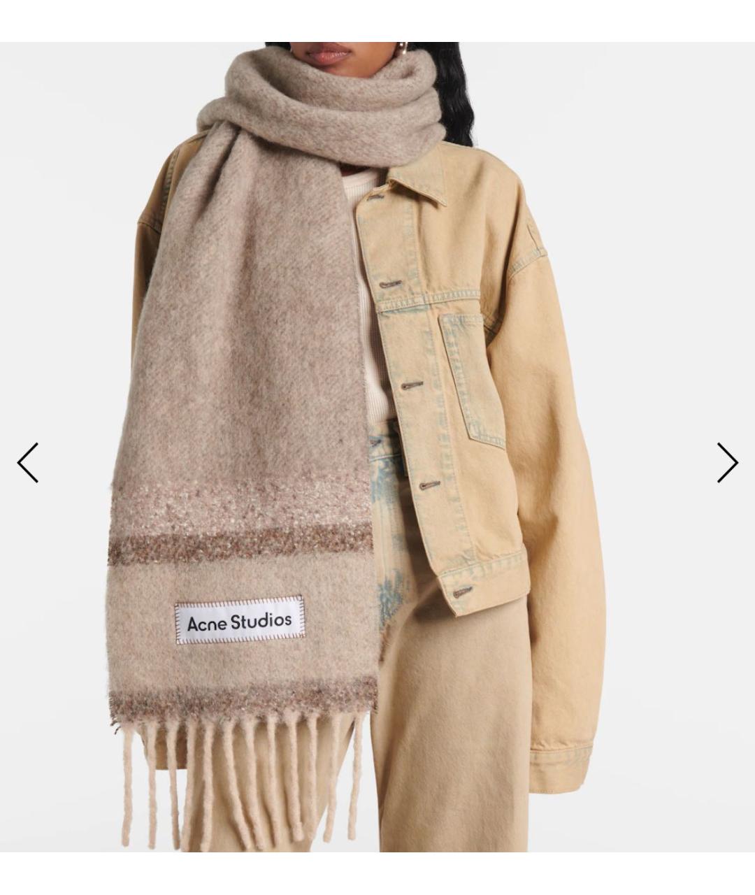 ACNE STUDIOS Бежевый шерстяной шарф, фото 5
