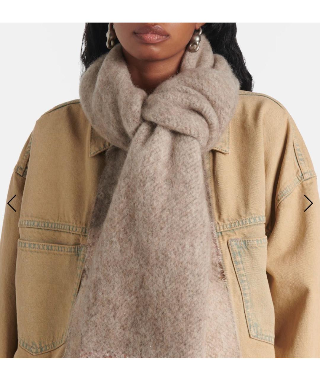 ACNE STUDIOS Бежевый шерстяной шарф, фото 4