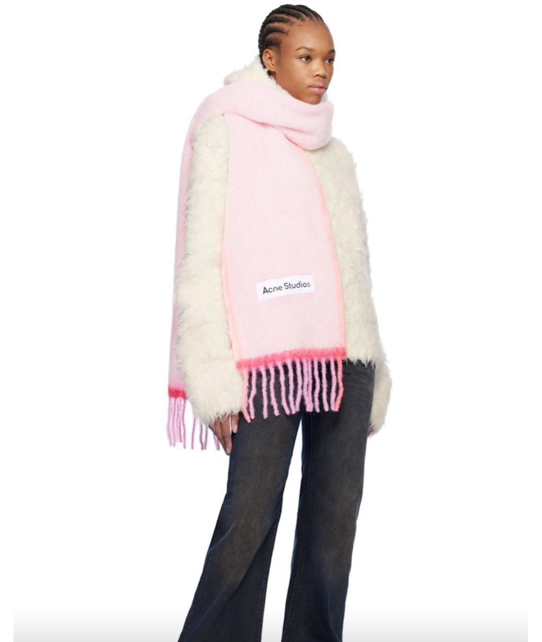 ACNE STUDIOS Розовый шерстяной шарф, фото 3