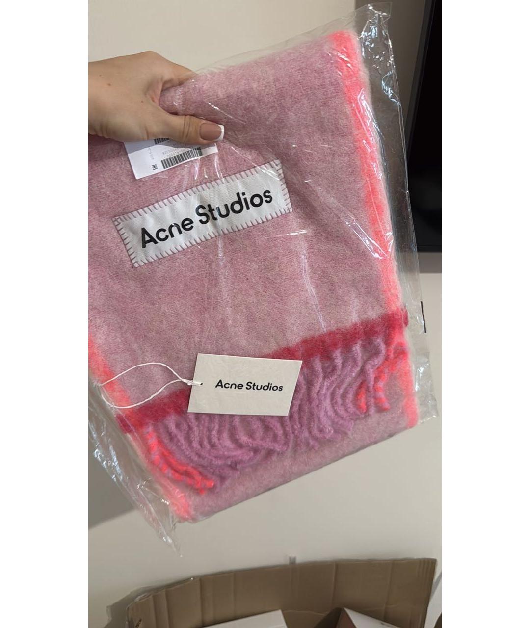 ACNE STUDIOS Розовый шерстяной шарф, фото 4