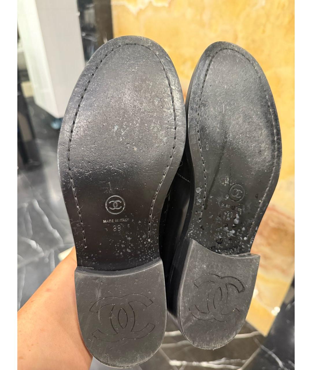 CHANEL Черные кожаные лоферы, фото 4