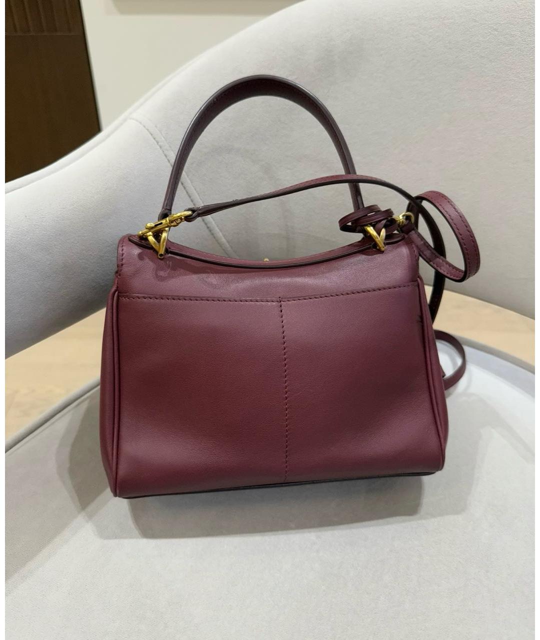 BALENCIAGA Бордовая кожаная сумка с короткими ручками, фото 3