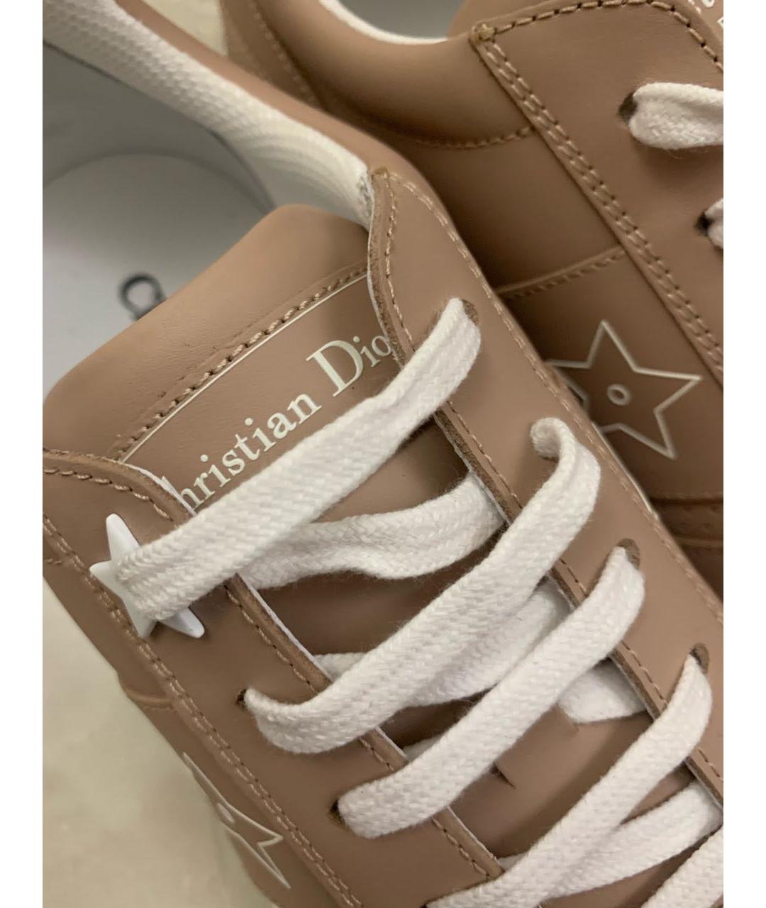 CHRISTIAN DIOR Бежевые кожаные кроссовки, фото 6