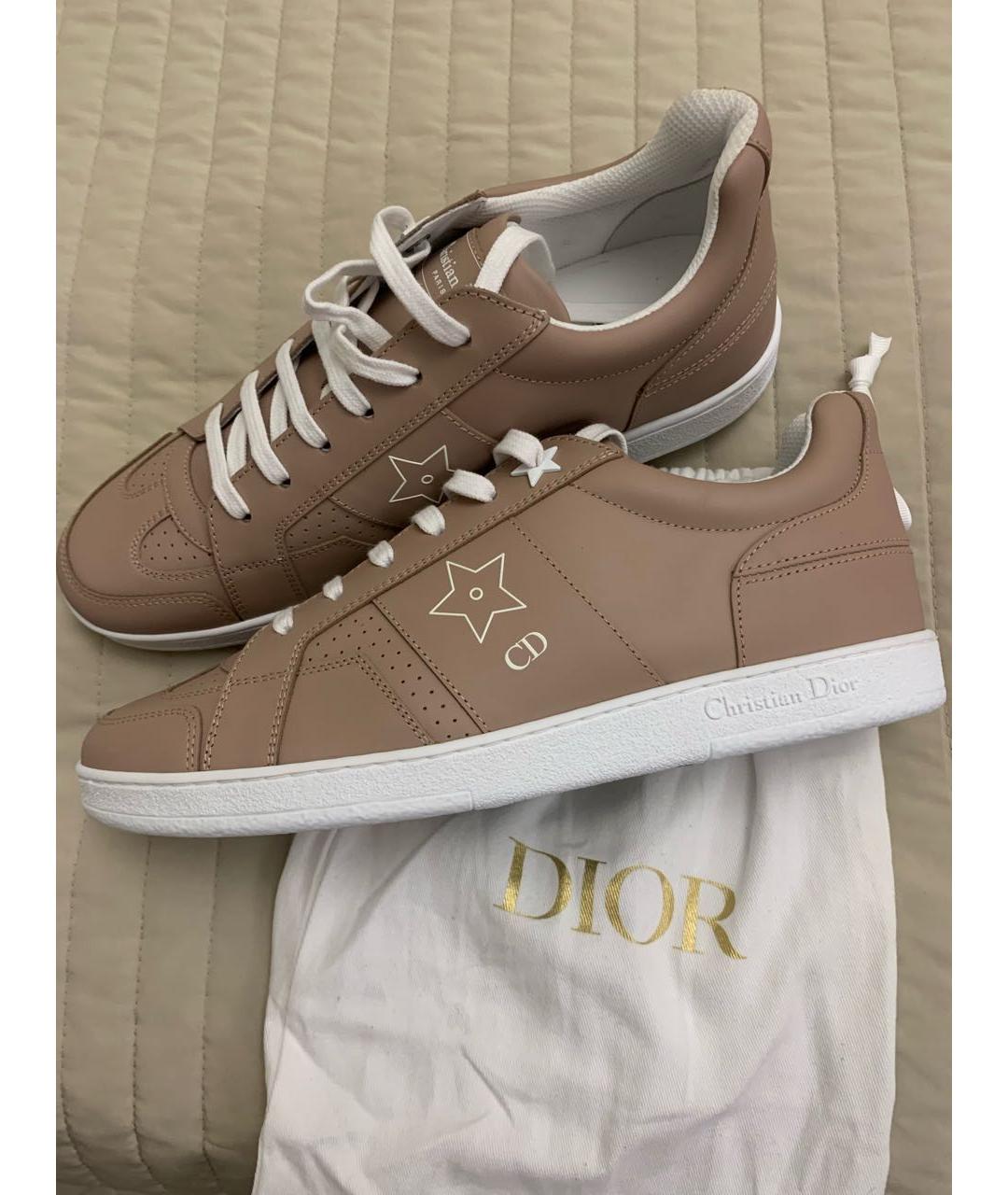 CHRISTIAN DIOR Бежевые кожаные кроссовки, фото 9