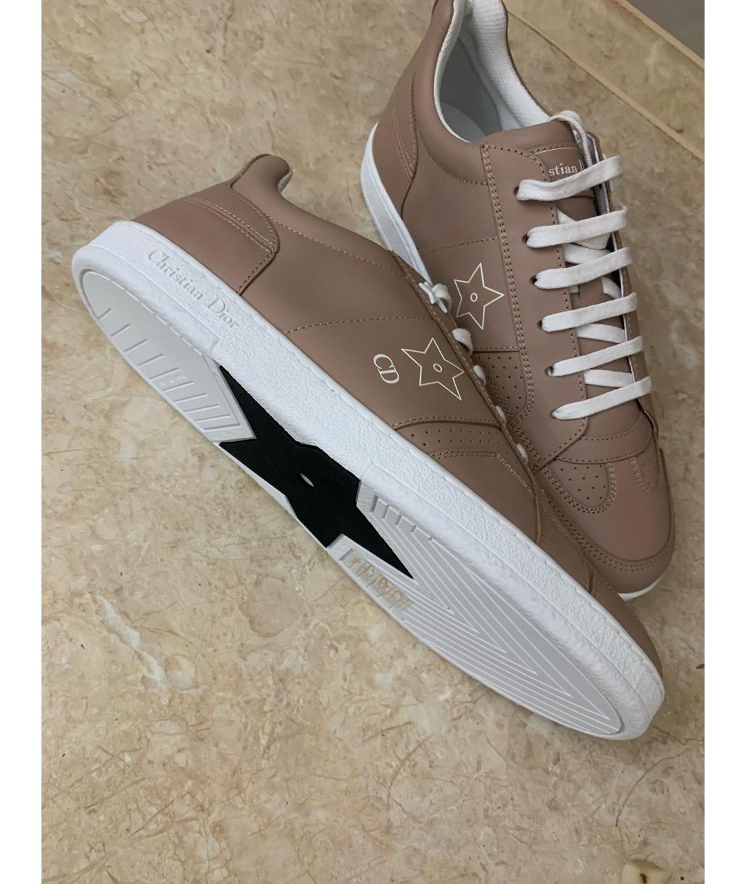 CHRISTIAN DIOR Бежевые кожаные кроссовки, фото 8