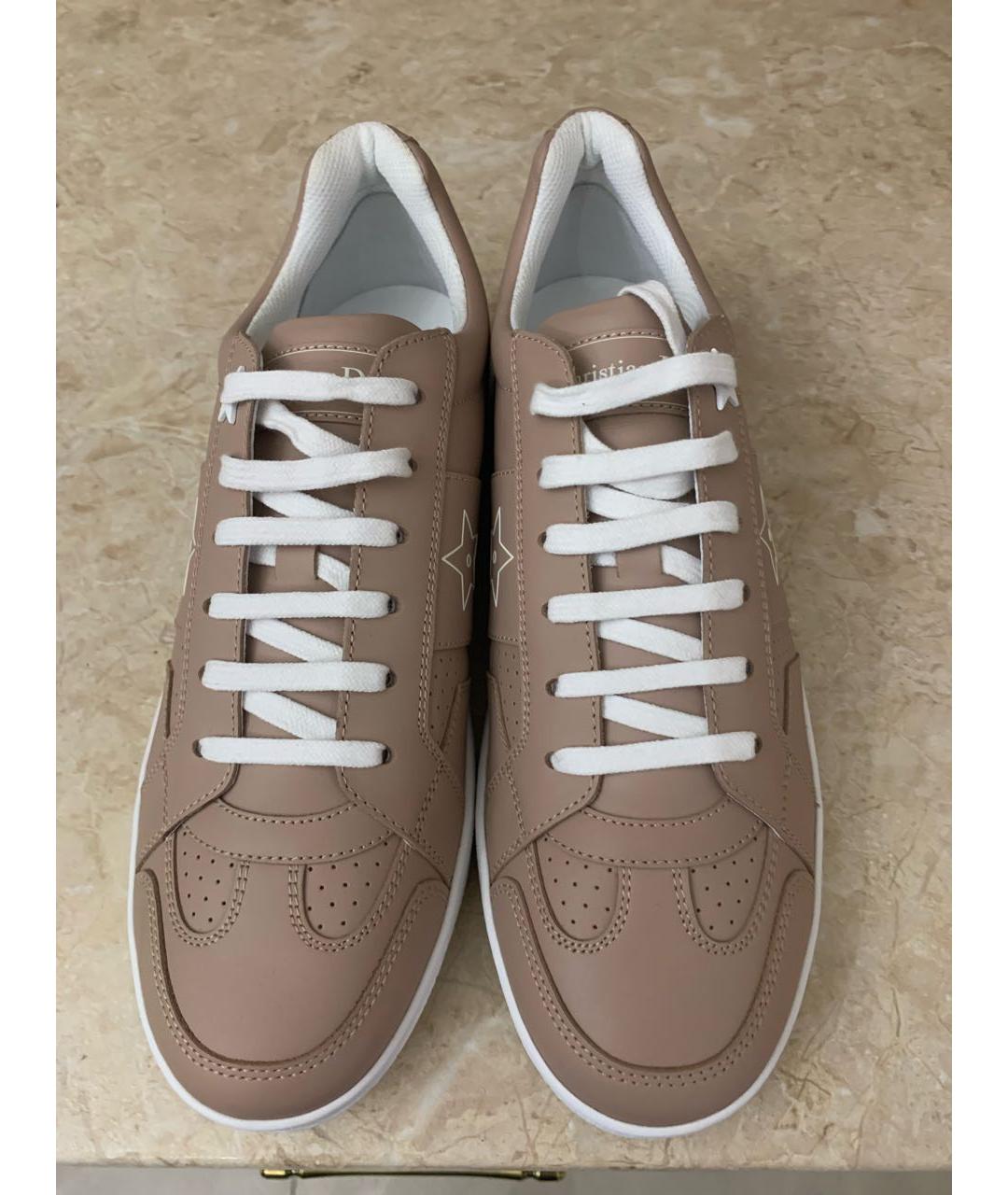 CHRISTIAN DIOR Бежевые кожаные кроссовки, фото 2