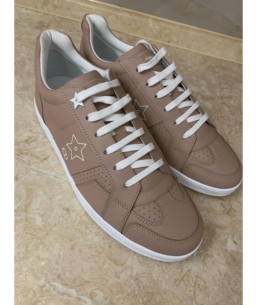 CHRISTIAN DIOR Бежевые кожаные кроссовки, фото 3
