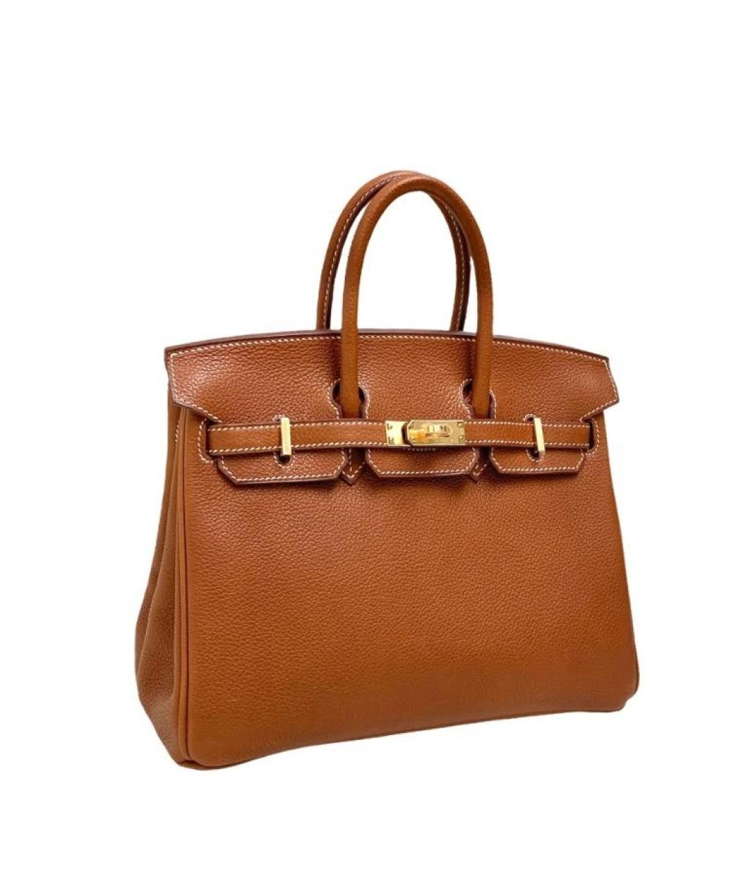 HERMES Коричневая кожаная сумка с короткими ручками, фото 2