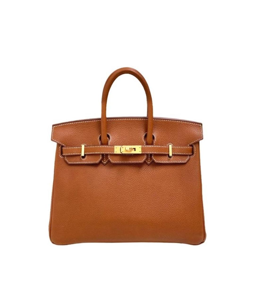 HERMES Коричневая кожаная сумка с короткими ручками, фото 1