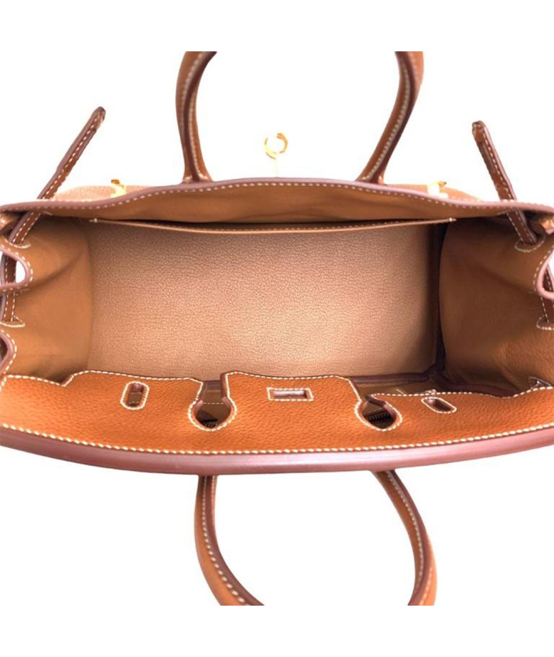 HERMES Коричневая кожаная сумка с короткими ручками, фото 5