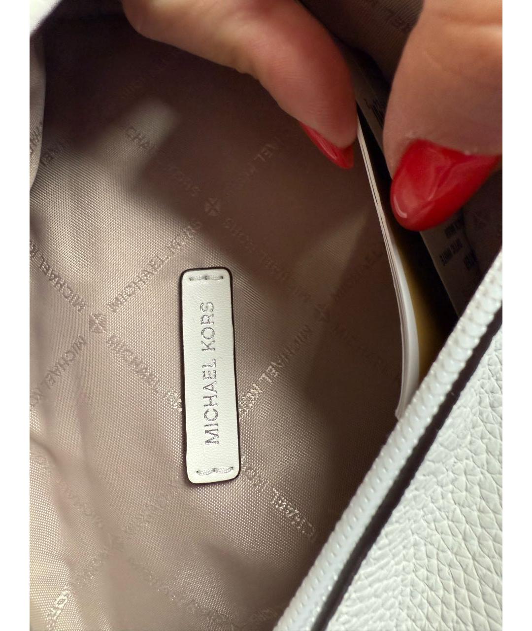 MICHAEL MICHAEL KORS Белая кожаная поясная сумка, фото 4