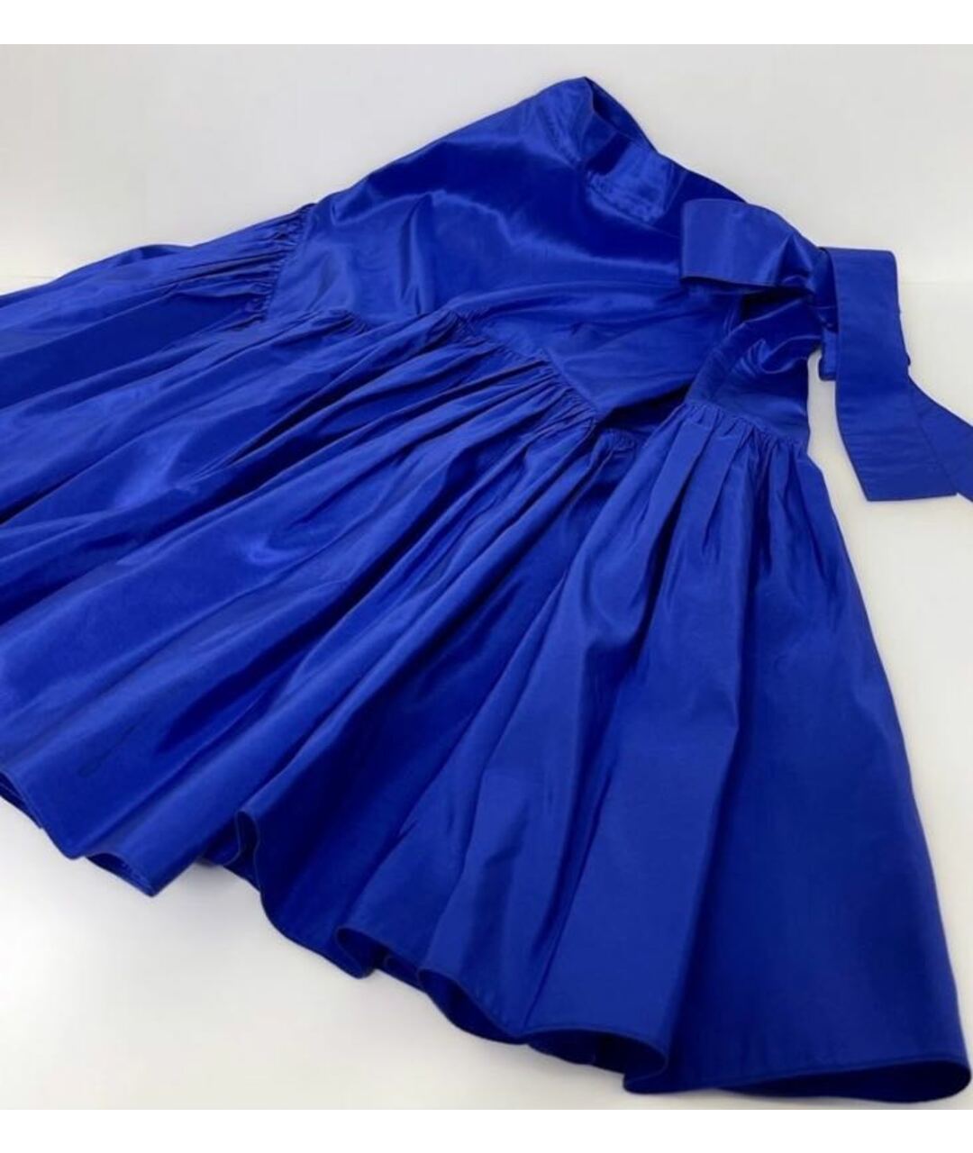 RALPH LAUREN Синяя шелковая юбка миди, фото 2
