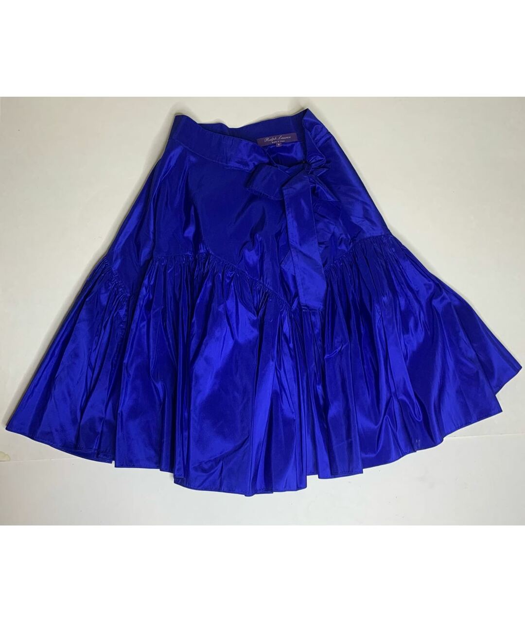 RALPH LAUREN Синяя шелковая юбка миди, фото 6