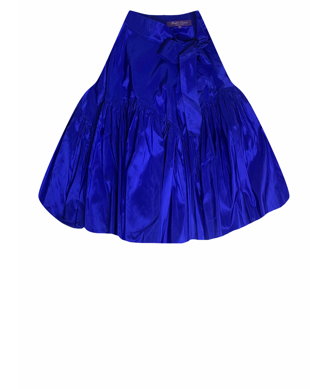 RALPH LAUREN Синяя шелковая юбка миди, фото 1