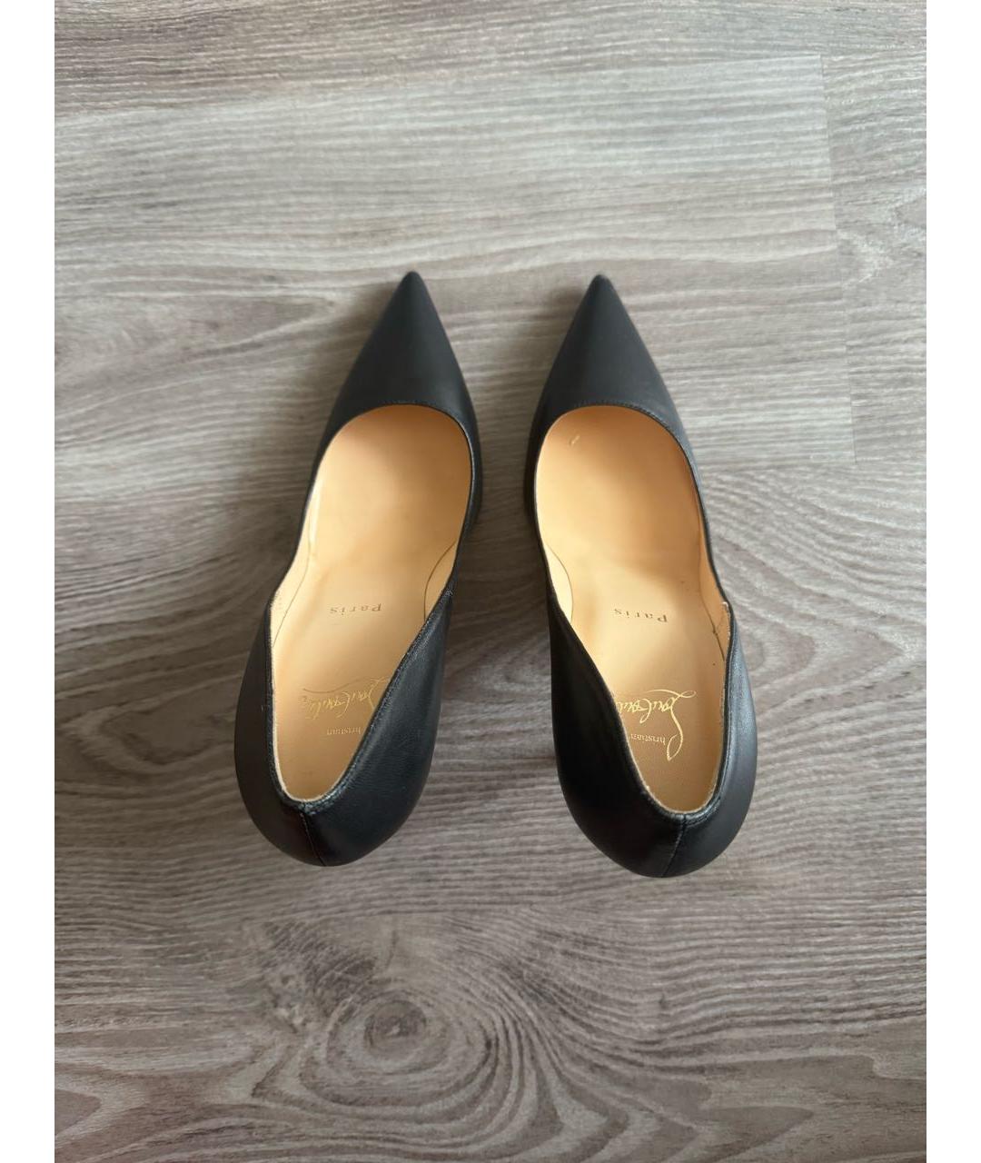 CHRISTIAN LOUBOUTIN Черные кожаные туфли, фото 3