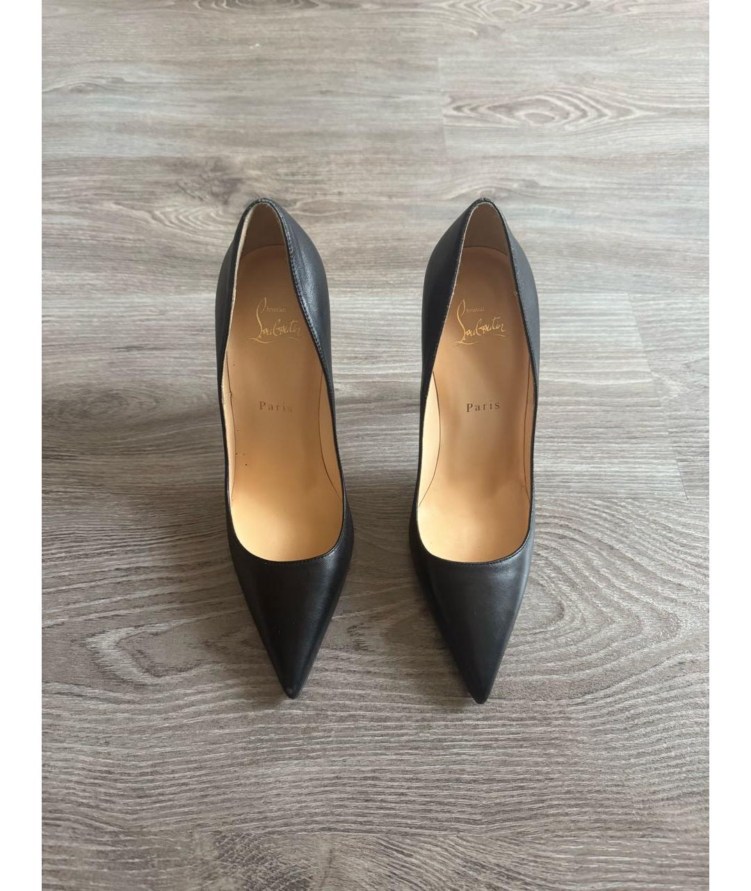 CHRISTIAN LOUBOUTIN Черные кожаные туфли, фото 2