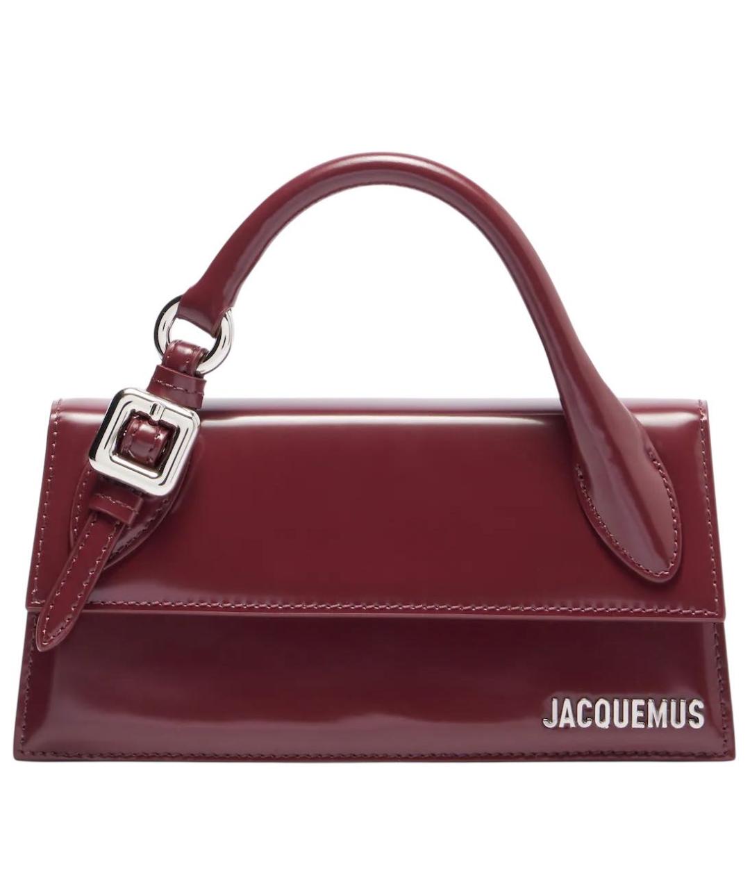 JACQUEMUS Бордовая сумка с короткими ручками из лакированной кожи, фото 1