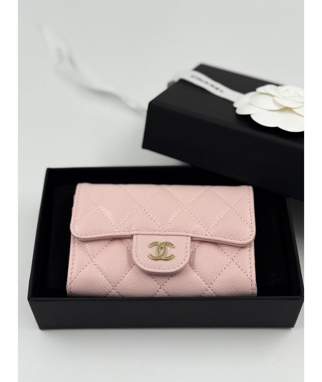 CHANEL Розовый кожаный кошелек, фото 5