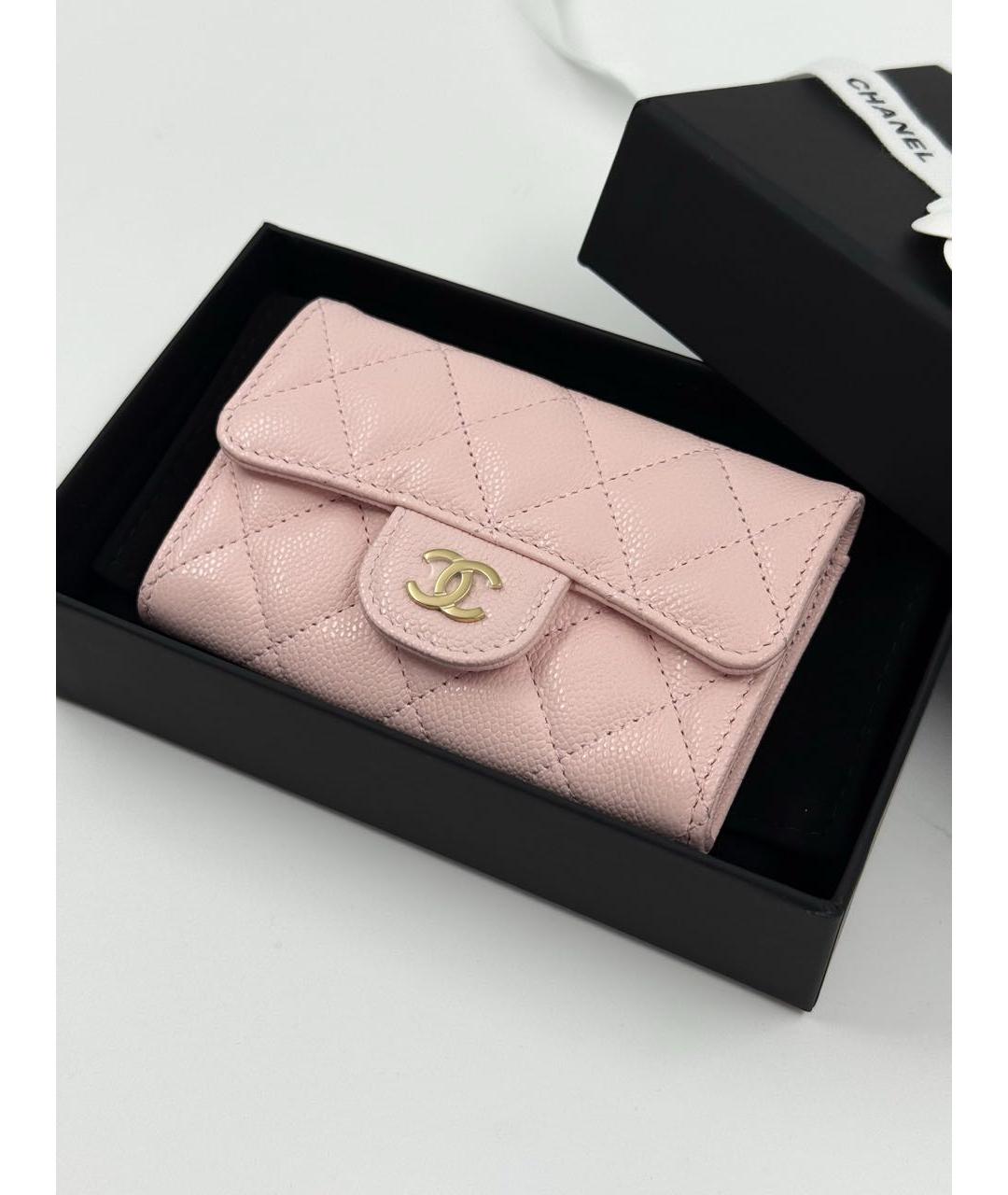 CHANEL Розовый кожаный кошелек, фото 6