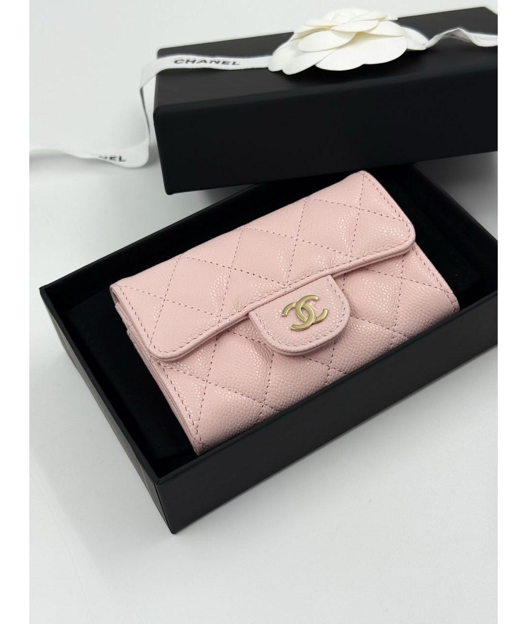 CHANEL Розовый кожаный кошелек, фото 7
