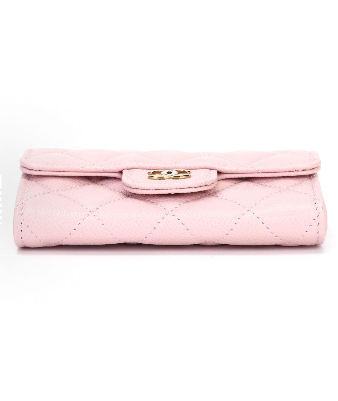 CHANEL Розовый кожаный кошелек, фото 4
