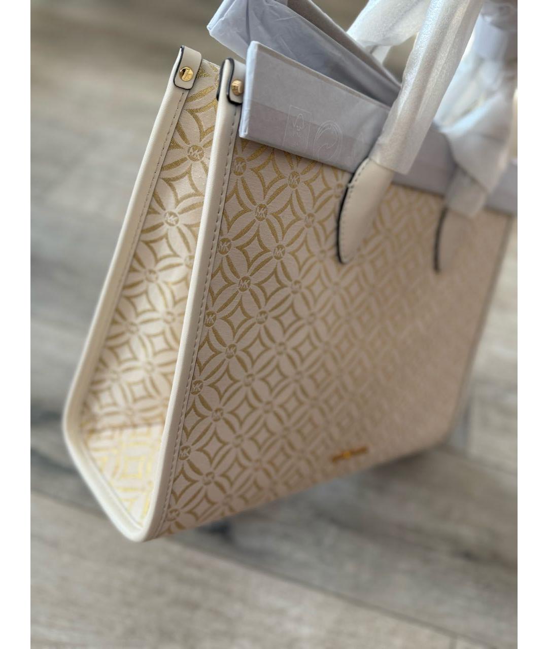 MICHAEL MICHAEL KORS Бежевая жаккардовая сумка тоут, фото 2