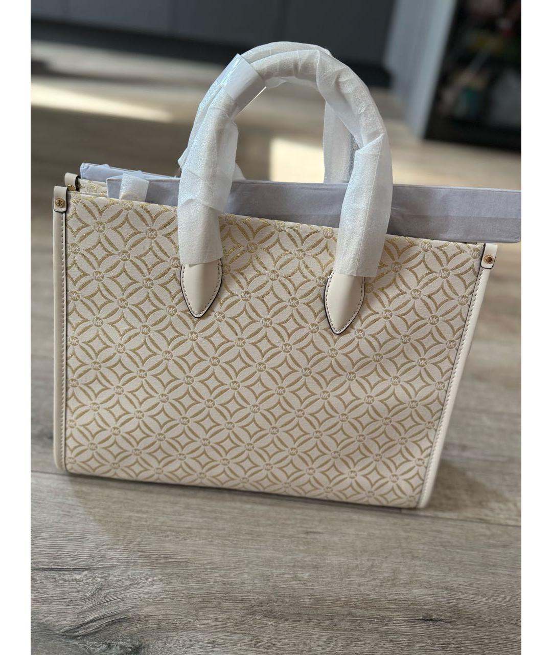 MICHAEL MICHAEL KORS Бежевая жаккардовая сумка тоут, фото 3