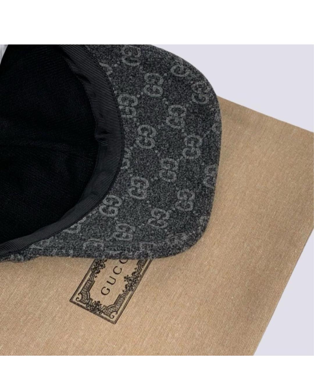 GUCCI Антрацитовая шерстяная кепка, фото 4