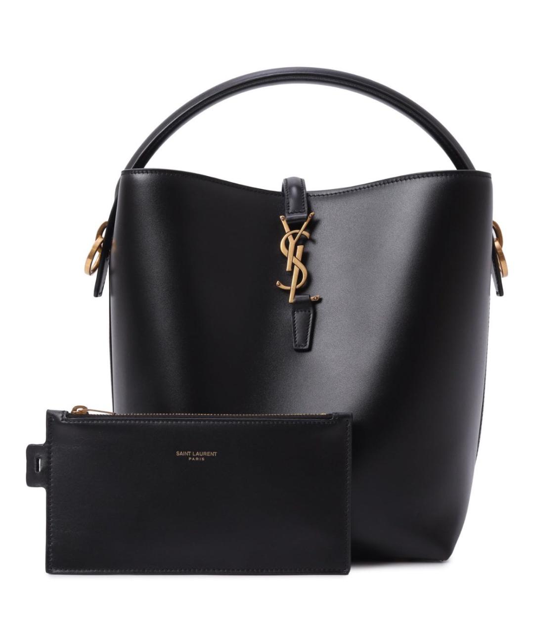 SAINT LAURENT Черная кожаная сумка с короткими ручками, фото 1
